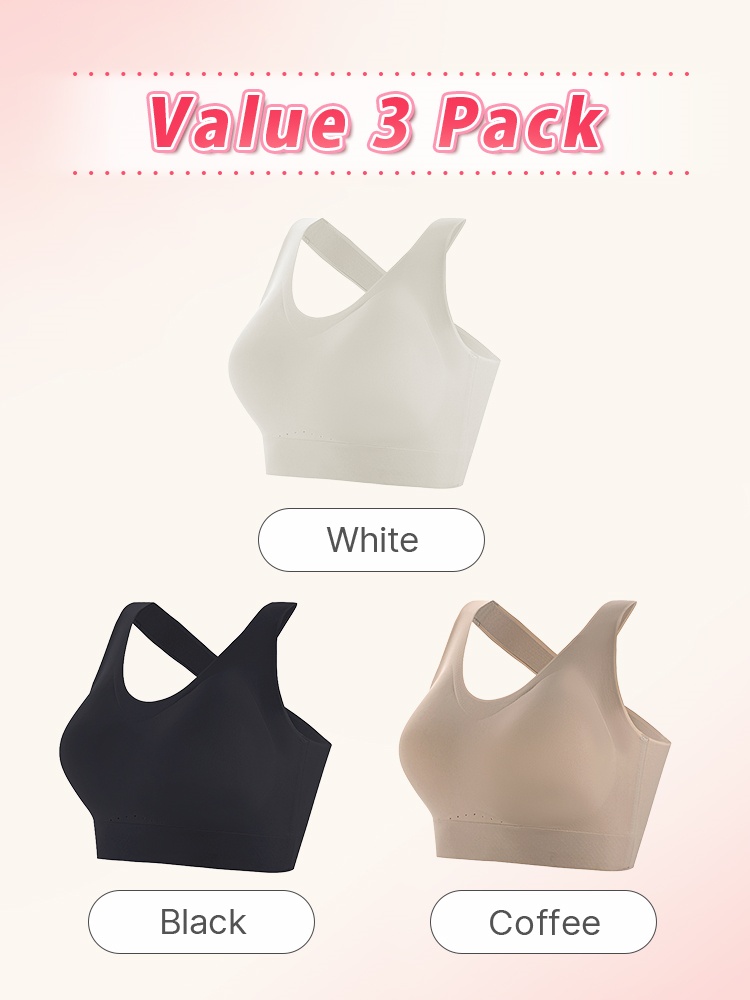 Seamless Sports Bra With Racerback Design, Shock Absorption & Breathable Comfort VEIMIA
