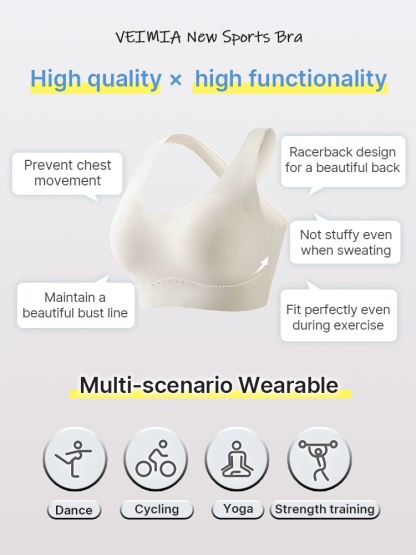 Seamless Sports Bras With Racerback Design, Shock Absorption & Breathable Comfort VEIMIA

