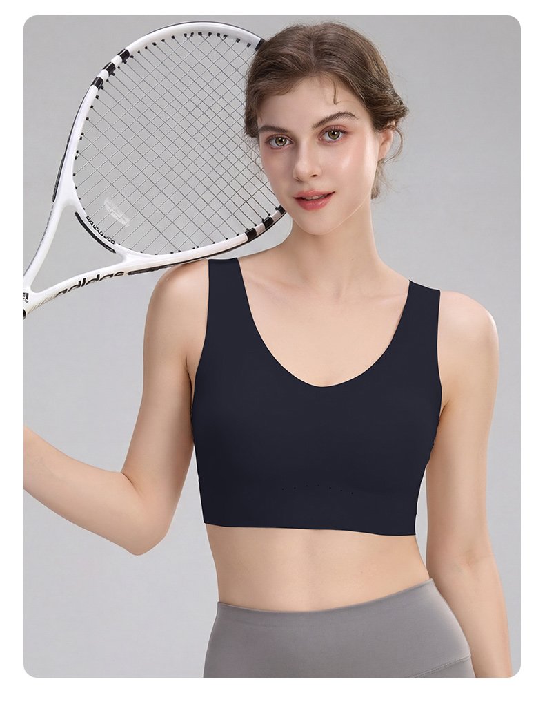 Seamless Sports Bra With Racerback Design, Shock Absorptions & Breathable Comforts VEIMIA