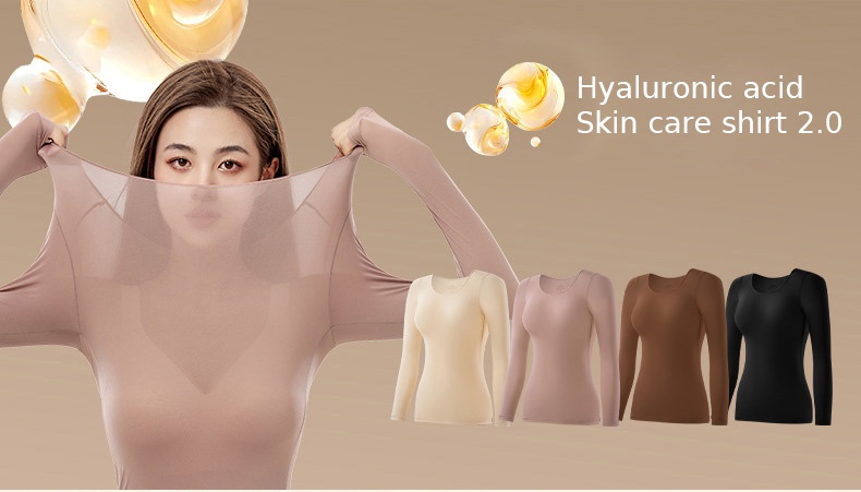 Ultra Thin Long Sleeve Shirt Thermal Underwear Set Hyaluronic Acid Moisturizing Long Johns VEIMIA