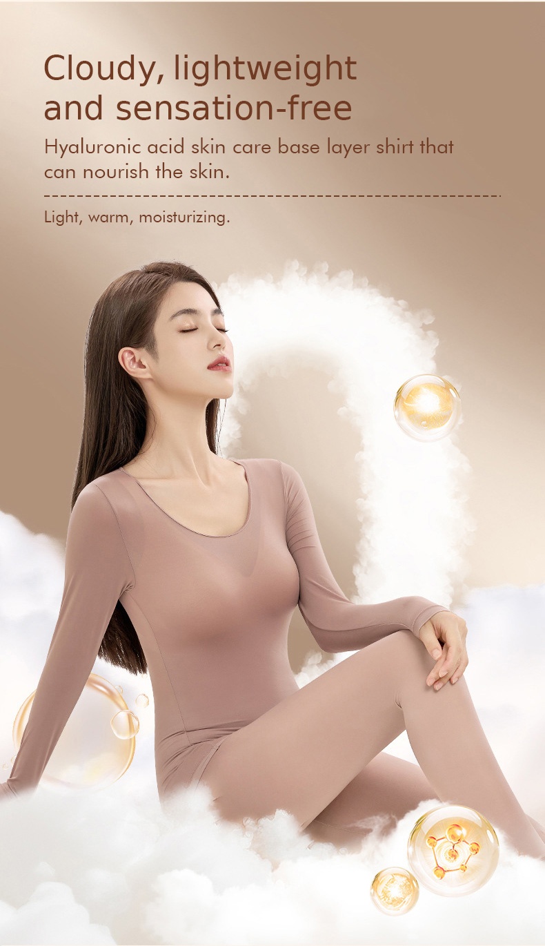 Ultra Thin Long Sleeve Shirt Thermal Underwear Set Hyaluronic Acid Moisturizing VEIMIA
