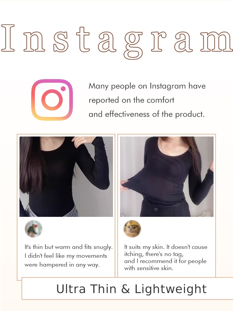 Ultra Thin Long Sleeve Shirt Thermal Underwear Set Hyaluronic Acid Moisturizing Long Johns Set VEIMIA