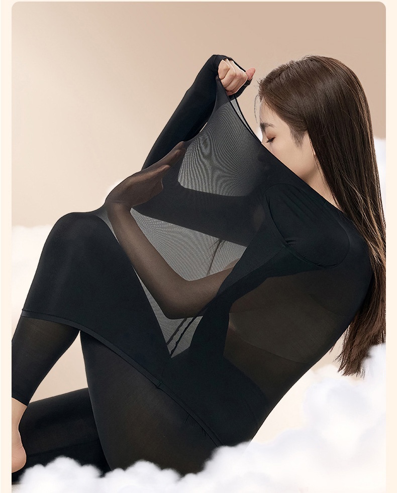 Thin Long Sleeve Shirt Breathable Thermal Underwear Hyaluronic Acid Moisturizing Long Johns Set Elastic VEIMIA