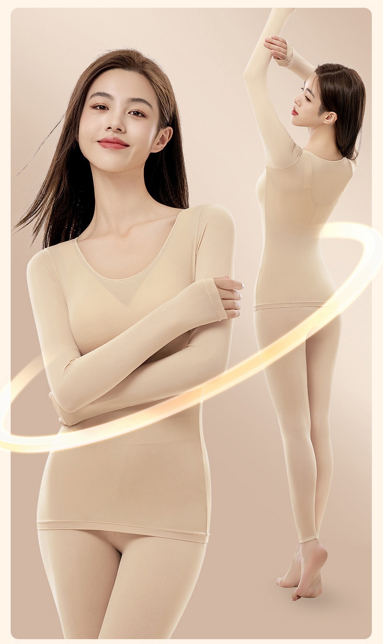 Ultra Thin Long Sleeve Shirt Breathable Underwear Hyaluronic Acid Moisturizing Long Johns Set Elastic VEIMIA
