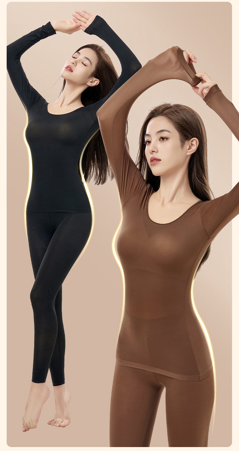 Ultra Thin Elastic Long Sleeve Shirt Breathable Thermal Underwear Set Moisturizing Long Johns VEIMIA