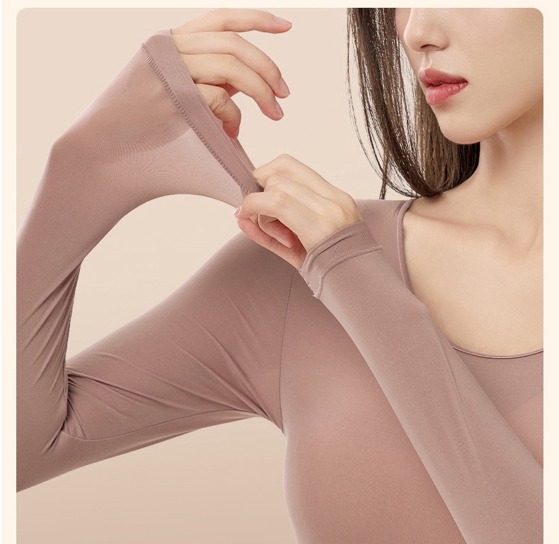 Ultra Thin Long Sleeve Shirt Breathable Thermal Underwear Moisturizing Seamless Long Johns VEIMIA