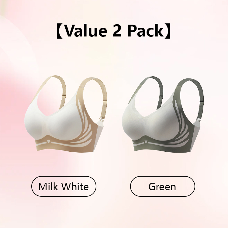 2 Pieces Set Seamless V-neck Lift Bra For Saggy Breasts High Support Bralettes For Women VEIMIA