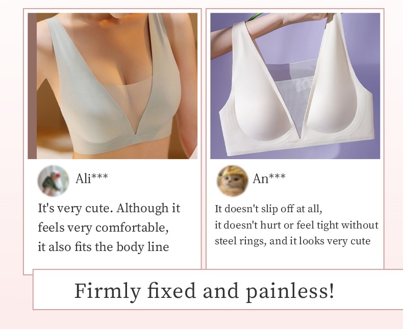 Seamless Sexy Sleep Bra One Piece Deep V Mesh Naked Feeling Vest VEIMIA