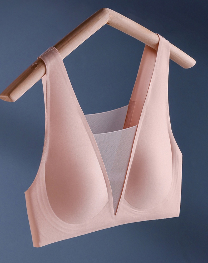 Seamless Sexy Sleep Bra One Piece Deep V Breathable Mesh Soft Naked Feeling Vest VEIMIA