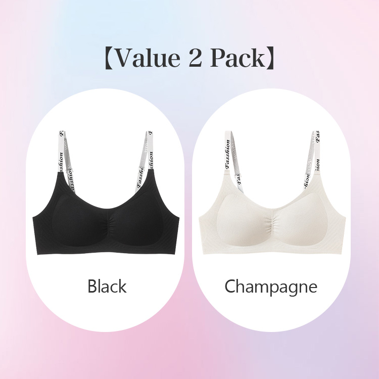 2 Pieces Set Seamless Wireless Bra Stylish Shoulder Straps Comfort Support To Create Rounded Bust VEIMIA