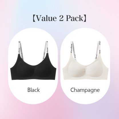 2 Pieces Set Seamless Wireless Bra Stylish Shoulder Straps Comfort Support To Create Rounded Bust VEIMIA
