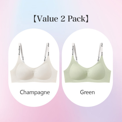 2 Pieces Seamless Wireless Bras Stylish Shoulder Strap Comfort Support To Create Rounded Bust VEIMIA