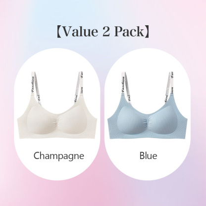 2 Pieces Seamless Wireless Bra Stylish Shoulder Strap Comfort Support To Create Rounded Bust VEIMIA