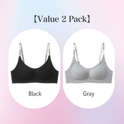 2 Pieces Set Seamless Wireless Bras Stylish Shoulder Straps Comfort Support To Create Rounded Bust VEIMIA