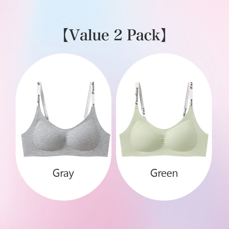 2 Pieces Set Seamless Wireless Bras Stylish Shoulder Strap Comfort Support To Create Rounded Bust VEIMIA