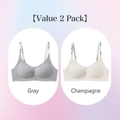 2 Pieces Set Seamless Wireless Bra Stylish Shoulder Strap Comfort Support To Create Rounded Bust VEIMIA