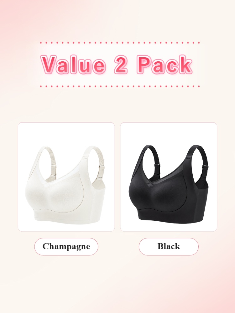 Three pack wireless bras in champagne purple and black color combination VEIMIA