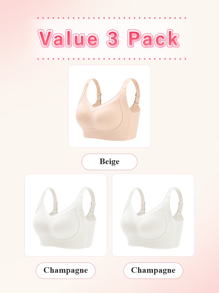 Color showcase of wireless bras in purple beige champagne and black VEIMIA