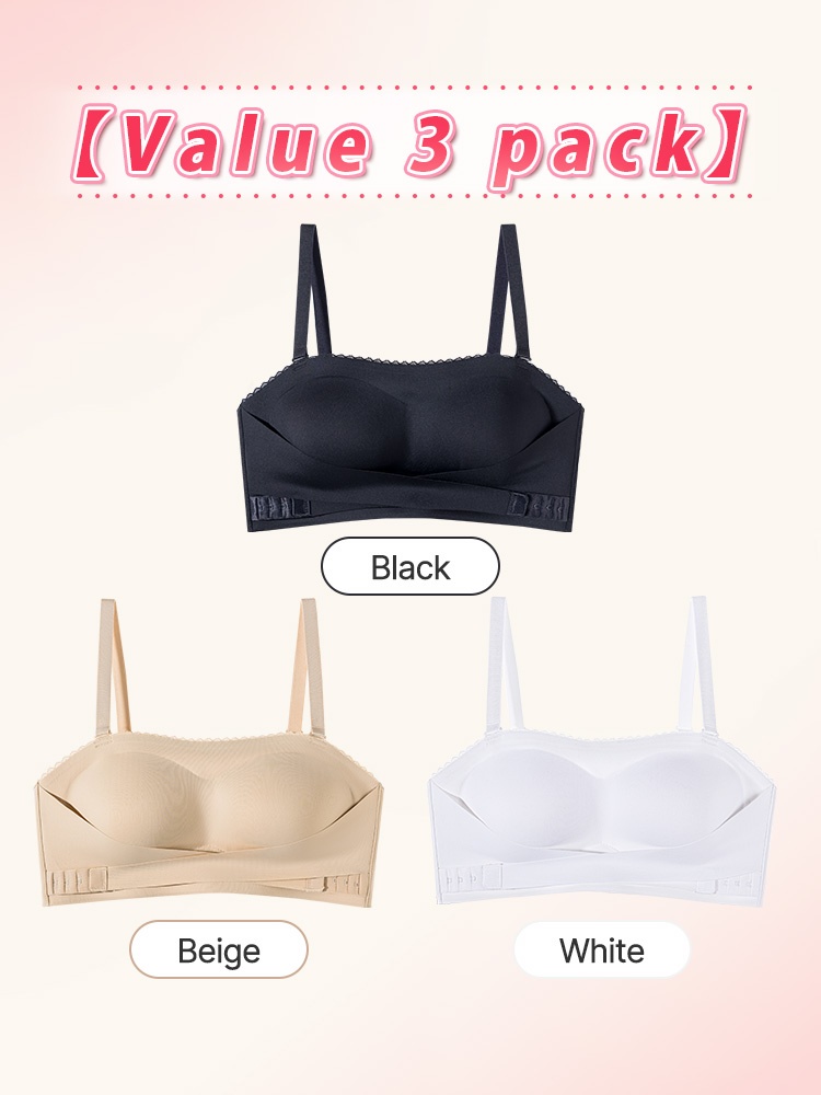 Secure Strapless Bra Anti-slip Snug Hold, Second-layer Wireless Ease & Seamless Under Garments VEIMIA