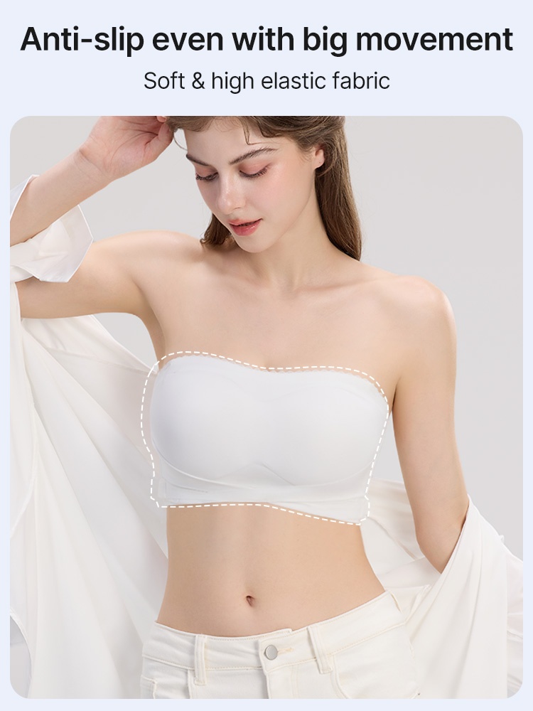 Secure Strapless Bra Anti-slip Snug Fit, Second-layer Wireless Comfort & Seamless Under Clothes VEIMIA