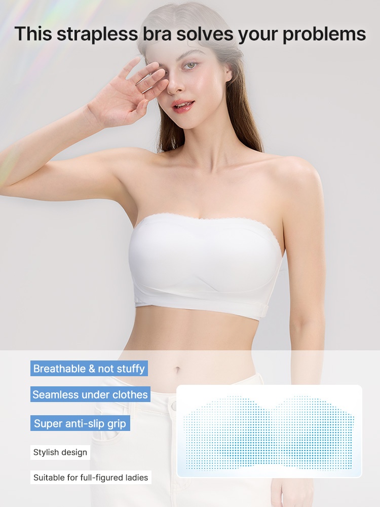 Secure Strapless Bra Anti-slip Snug Fit, Second-skin Wireless Eases & Seamless Under Clothes VEIMIA