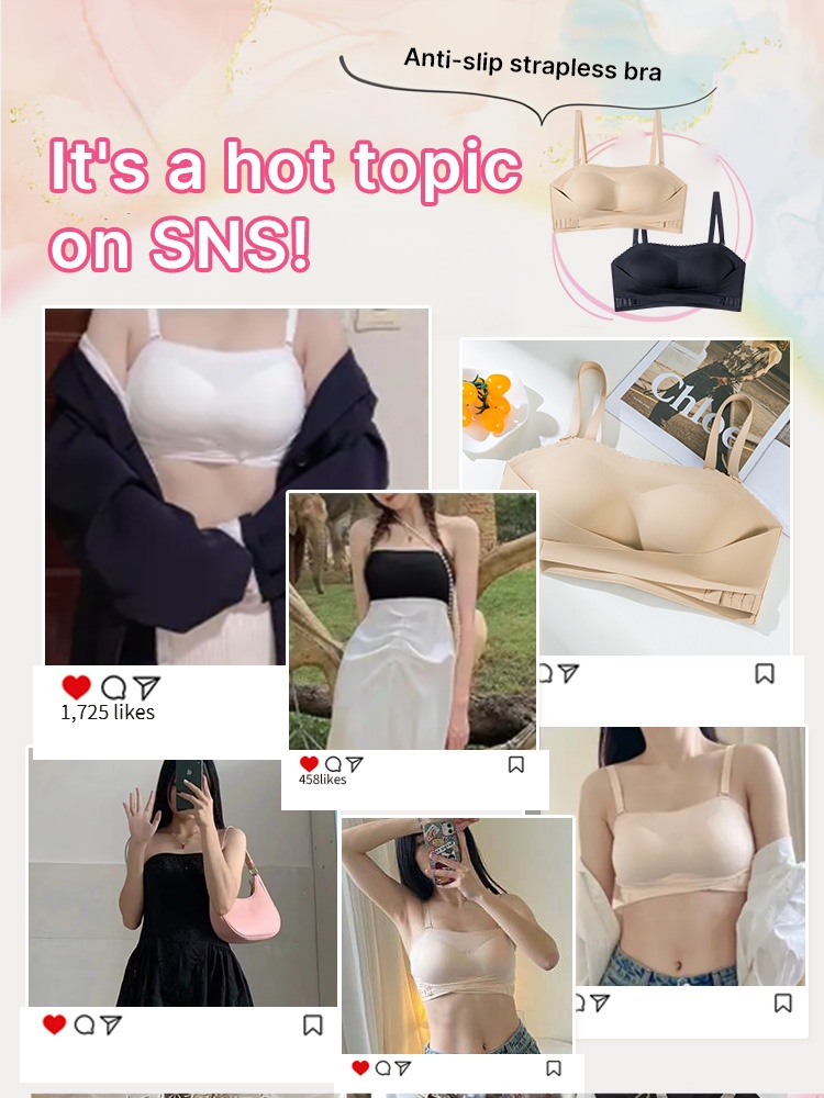 Secure Strapless Bra Anti-slip Snug Feel, Second-skin Wireless Support & Seamless Under Clothes VEIMIA