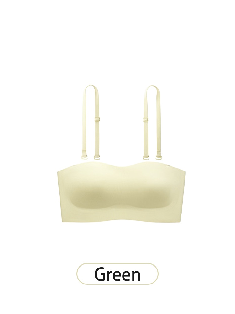 Light green strapless bra with detachable shoulder straps front view VEIMIA