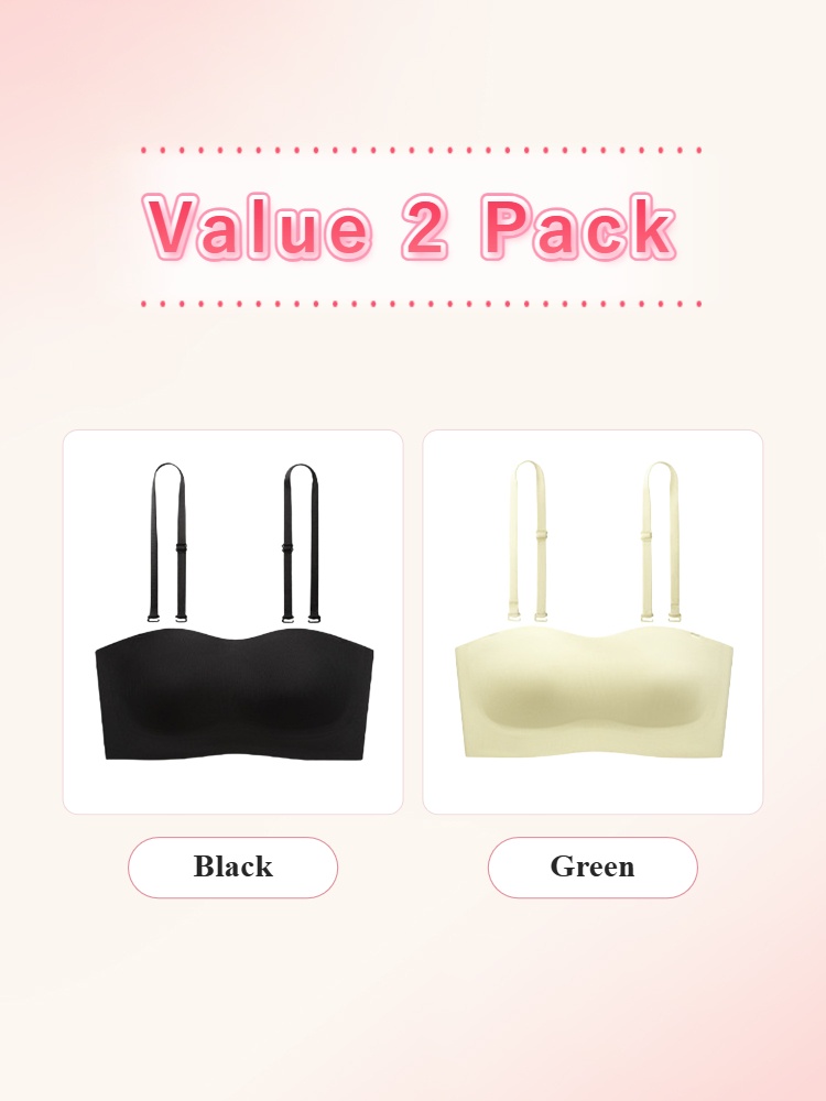Value 2 pack strapless bras in black and light green colors VEIMIA
