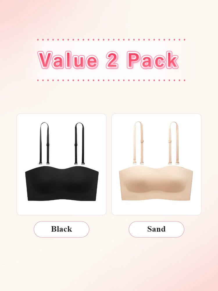 Value 2 pack strapless bras in black and sand colors VEIMIA