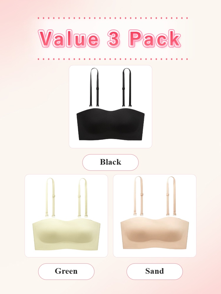 Value 3 pack strapless bras in black and two sand colors VEIMIA