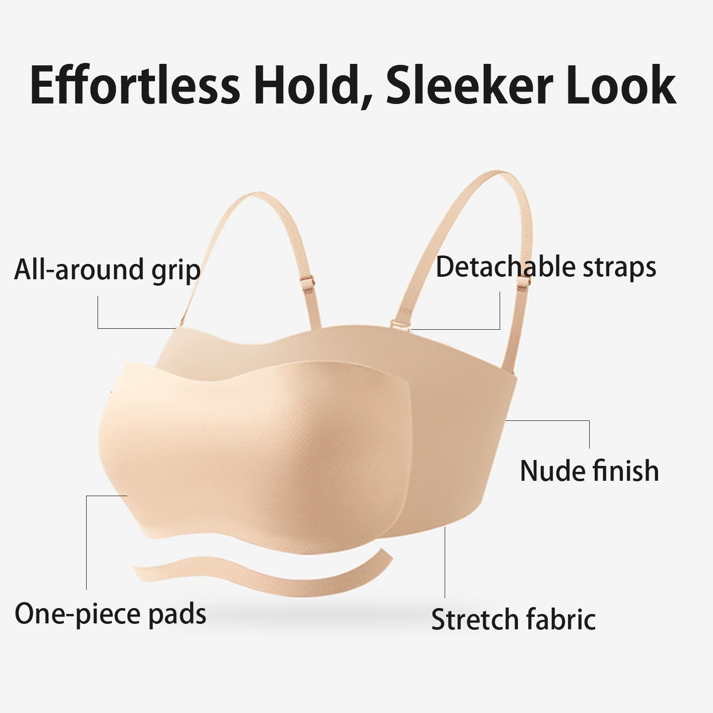 VEIMIA Secure Strapless Bra Non-slip Grip for Singapore humid weather outfits