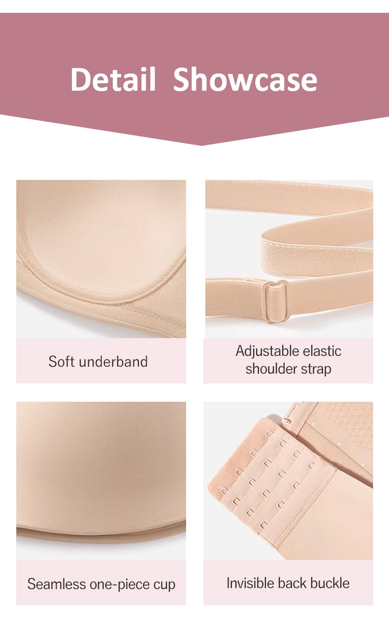 Secure Strapless Bras Stay-put Support Anti-slip, Seamless Cups Breathable Comfort For Any Outfit VEIMIA