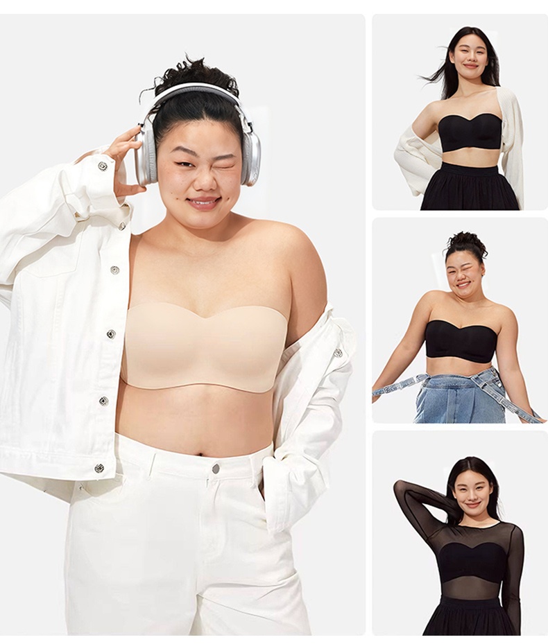 Secure Strapless Bra Stay-put Holds Anti-slip, Seamless Cup Breathable Comfort For Any Outfit VEIMIA