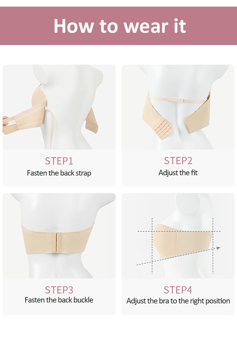 Secure Strapless Bra Stay-put Structures Anti-slip, Seamless Cup Breathable Comfort For Any Outfit VEIMIA