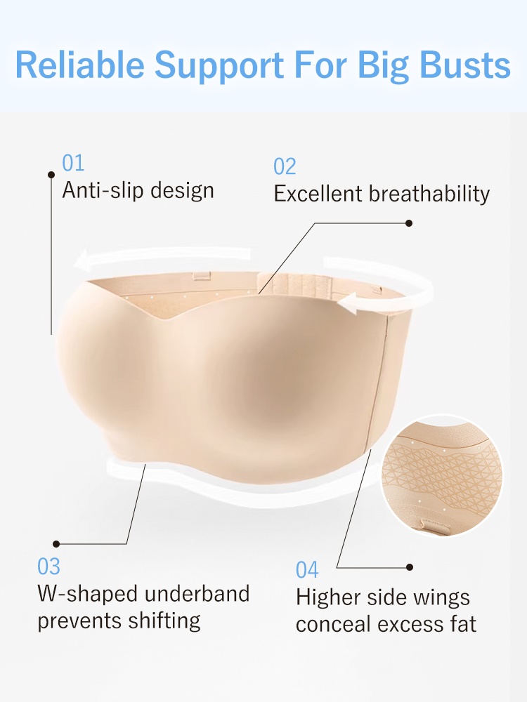 Secure Strapless Bra Stay-put Support Anti-slip, Seamless Cup Breathable Feel For Any Outfit VEIMIA