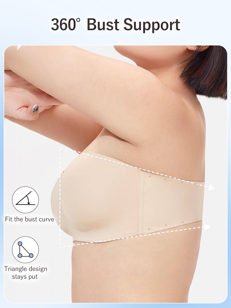 Secure Strapless Bra Stay-put Support Anti-slip, Seamless Cup Breathable Eases For Any Outfit VEIMIA