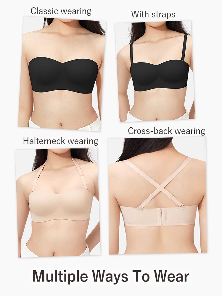 Secure Strapless Bra Stay-put Support Anti-slip, Seamless Cup Breathable Comfort For Any Look VEIMIA