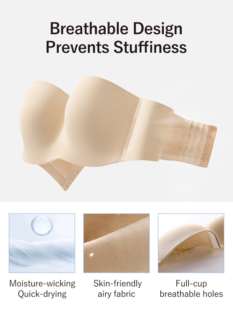 Secure Strapless Bra Stay-put Support Anti-slip, Seamless Cup Breathable Comfort For Any Looks VEIMIA