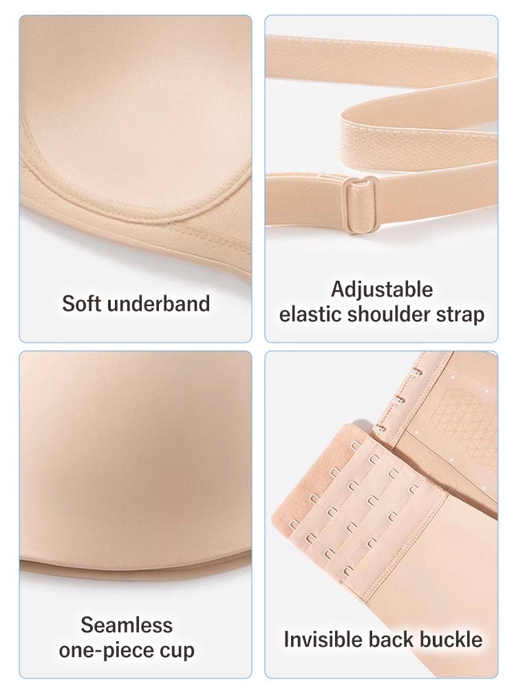 Secure Strapless Bras Stay-put Holds Anti-slip, Seamless Molds Breathable Feels For Any Outfits VEIMIA