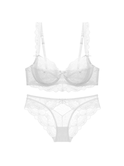 Sexy Lace Bras & Panty Set Sheer Elegant French Style Design, Ultra-Thin & Slimming For Women VEIMIA