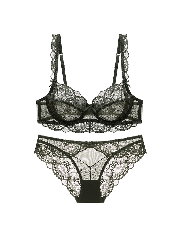 Sexy Lace Bra & Panties Set Sheer Elegant French Style Design, Ultra-Thin & Slimming For Women VEIMIA