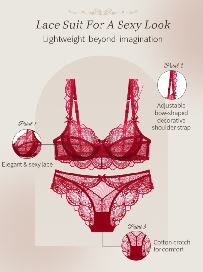 Sexy Lace Bras & Panty Sets Sheer French Style Designs, Ultra-Thin & Slimming For Women VEIMIA