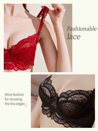 Sexy Lace Bras & Panty Sets Sheer French Style Design, Ultra-Thin & Slimming For Woman VEIMIA