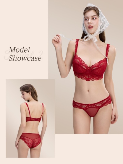 Sexy Lace Bra & Panty Sets Sheer French Style Designs, Ultra-Thin & Slimming For Woman VEIMIA