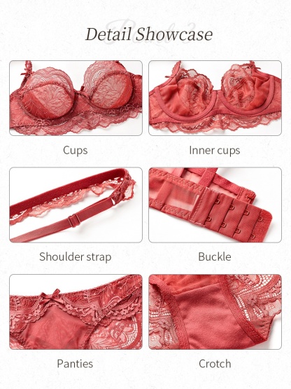 Sexy Lace Bras & Panties Sets Sheer French Style Design, Ultra-Thin & Slimming For Woman VEIMIA