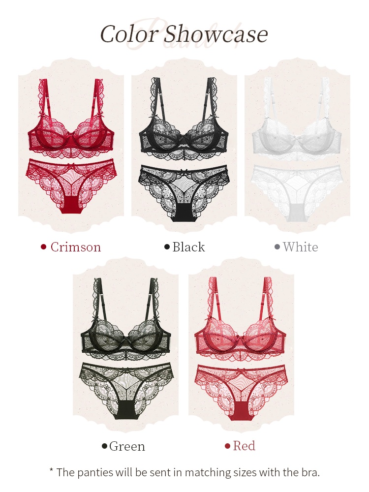 Sexy Lace Bras & Panties Set Sheer French Style Designs, Ultra-Thin & Slimming For Woman VEIMIA