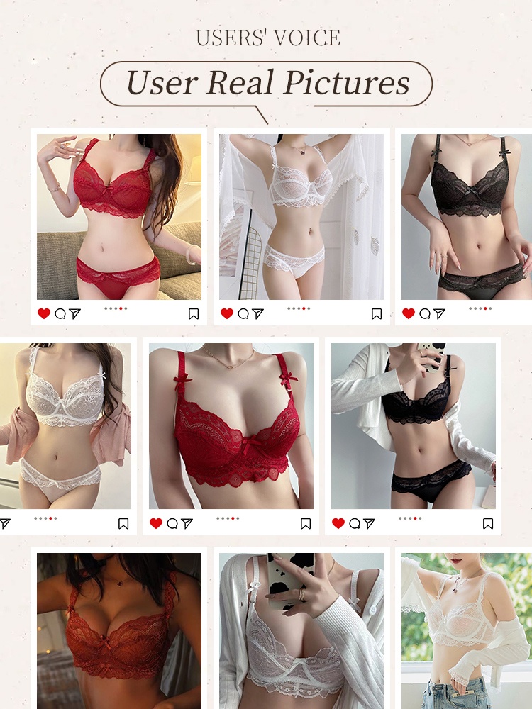 Sexy Lace Bras & Panty Sets Sheer French Style Designs, Ultra-Thin & Slimming For Woman VEIMIA