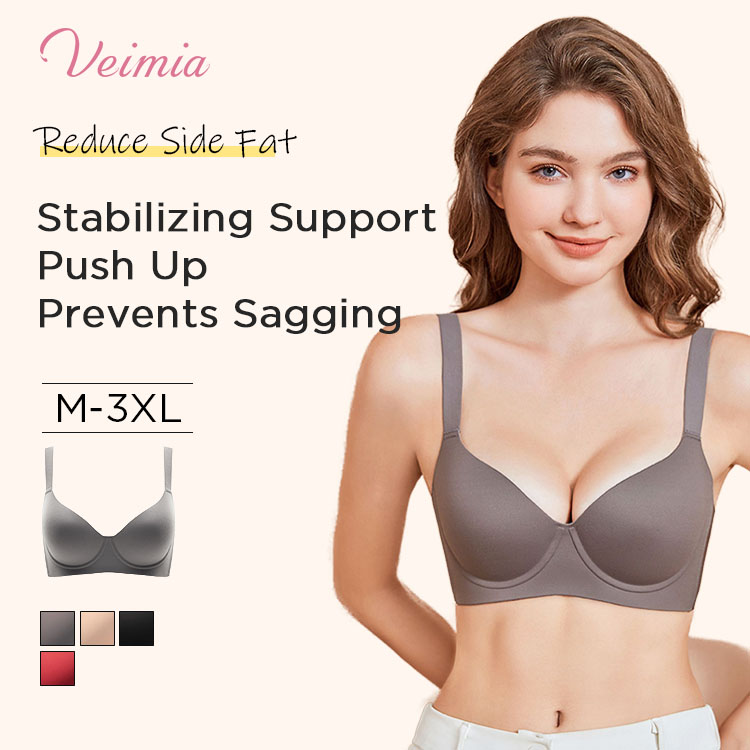 Womens Sexy Padded Plunge Push Up Bra Seamless Soft Underwire Supportive Bralette VEIMIA