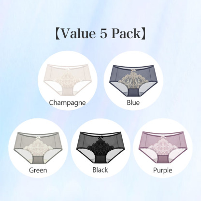 VEIMIA 3-5 Pieces Sexy Silk Lace Panties Set For Women Super Comfortable