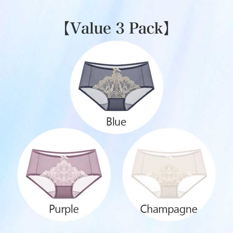 VEIMIA 3-5 Pieces Sexy Silk Lace Panties Set For Women Super Comfortable